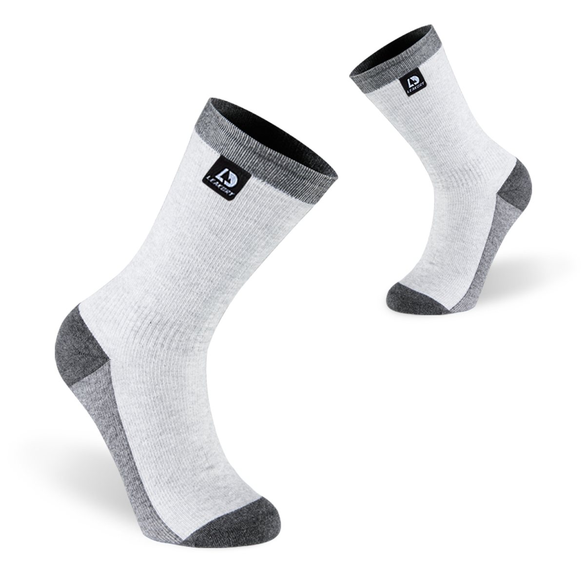 LEAKDRY Waterproof Socks Crew Light Grey CY011